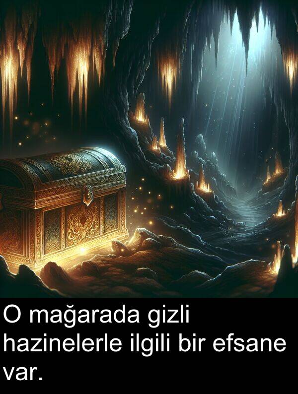 ilgili: O mağarada gizli hazinelerle ilgili bir efsane var.
