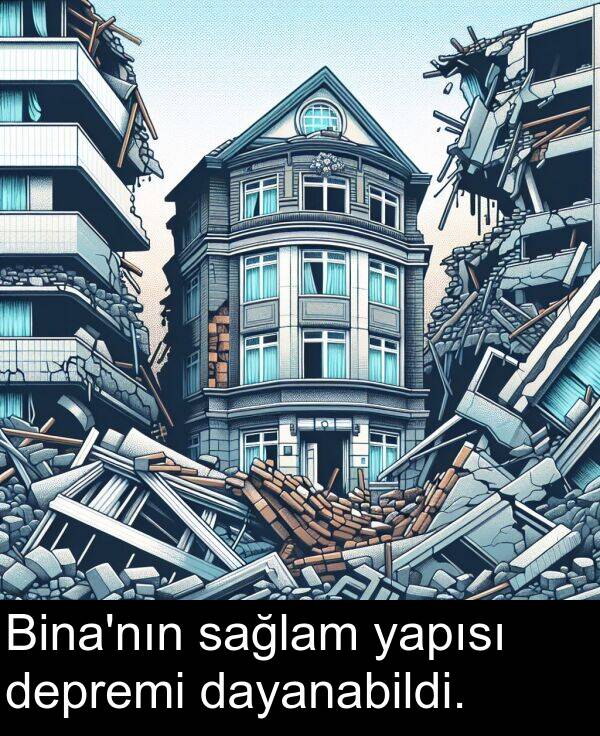 sağlam: Bina'nın sağlam yapısı depremi dayanabildi.