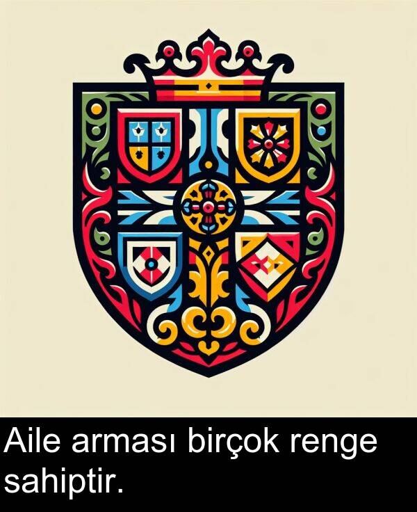 sahiptir: Aile arması birçok renge sahiptir.