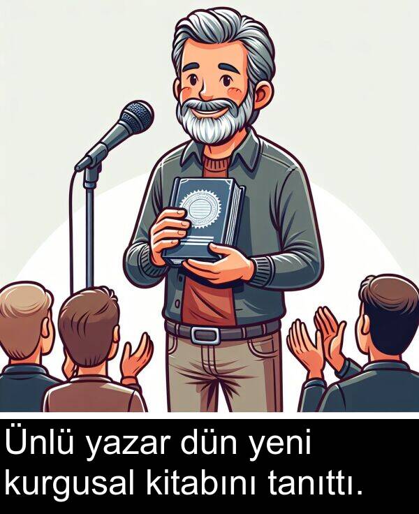 kurgusal: Ünlü yazar dün yeni kurgusal kitabını tanıttı.
