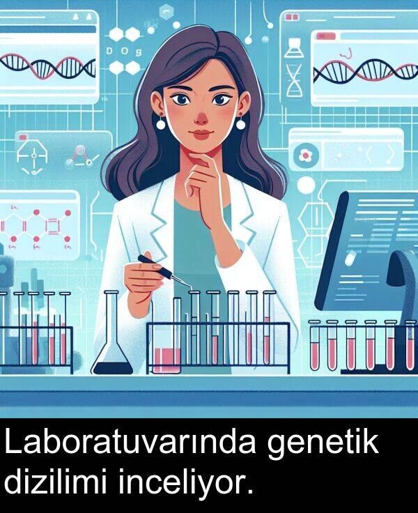 genetik: Laboratuvarında genetik dizilimi inceliyor.