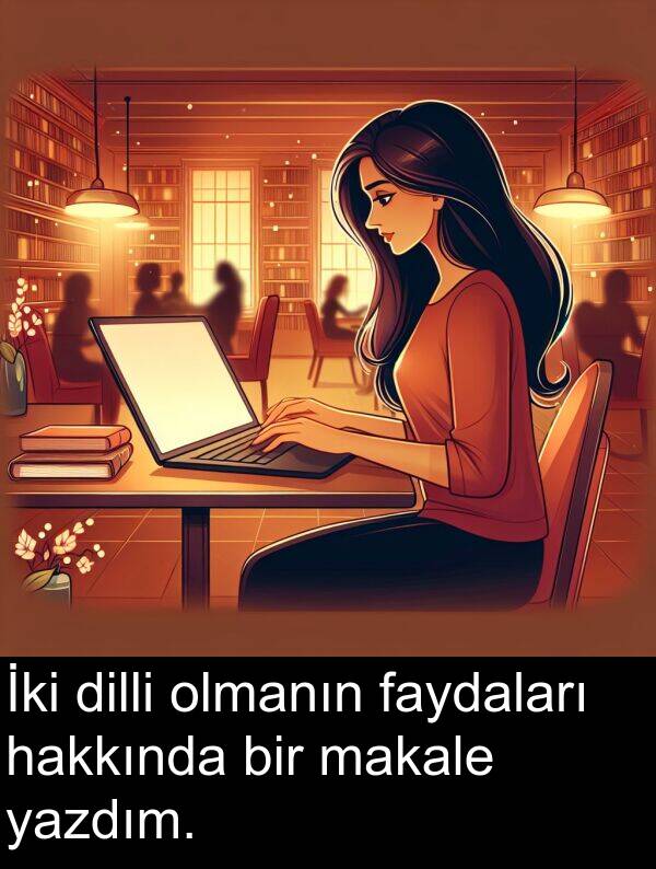 faydaları: İki dilli olmanın faydaları hakkında bir makale yazdım.