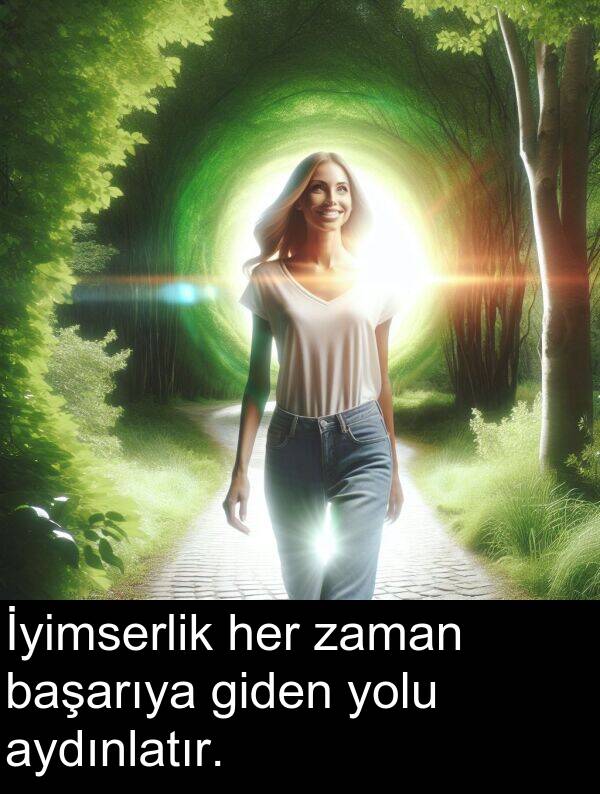 başarıya: İyimserlik her zaman başarıya giden yolu aydınlatır.