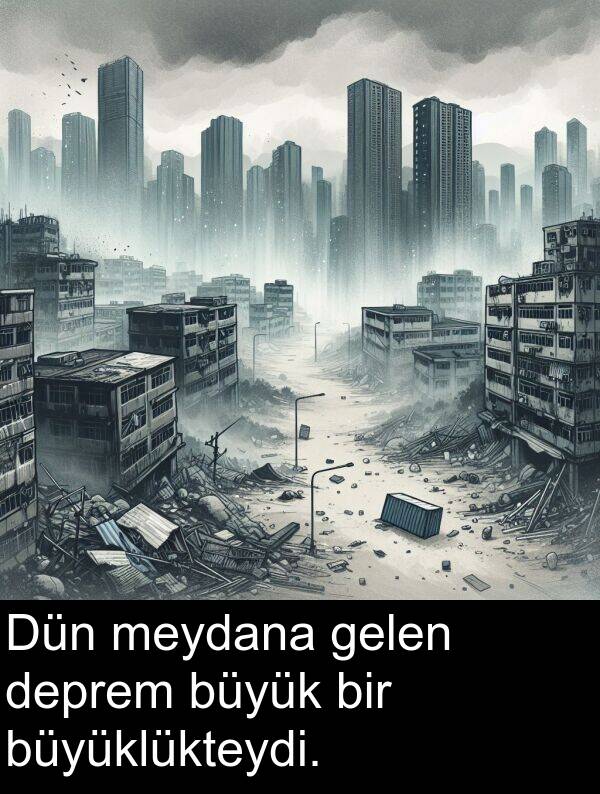 büyük: Dün meydana gelen deprem büyük bir büyüklükteydi.