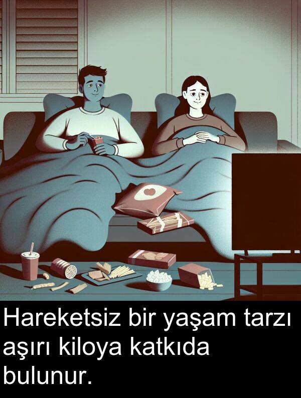 tarzı: Hareketsiz bir yaşam tarzı aşırı kiloya katkıda bulunur.