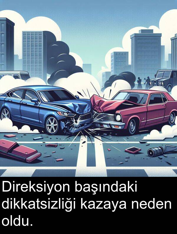 neden: Direksiyon başındaki dikkatsizliği kazaya neden oldu.