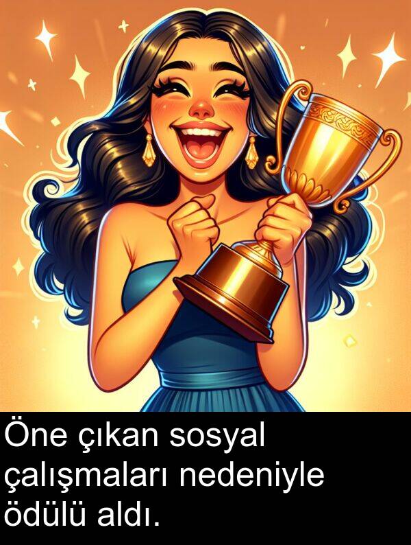 nedeniyle: Öne çıkan sosyal çalışmaları nedeniyle ödülü aldı.