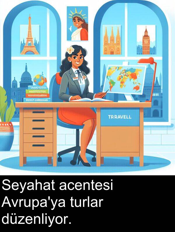 acentesi: Seyahat acentesi Avrupa'ya turlar düzenliyor.