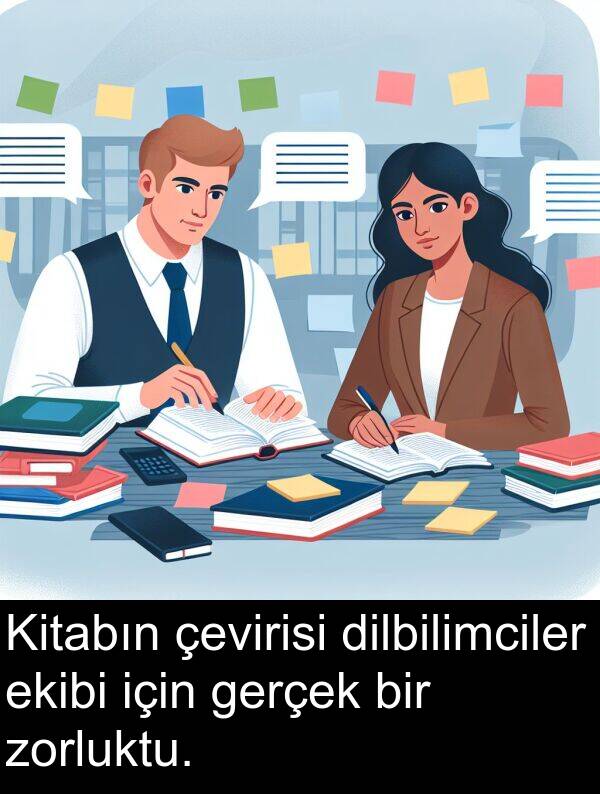 gerçek: Kitabın çevirisi dilbilimciler ekibi için gerçek bir zorluktu.