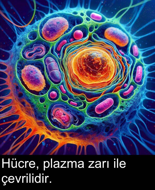 ile: Hücre, plazma zarı ile çevrilidir.