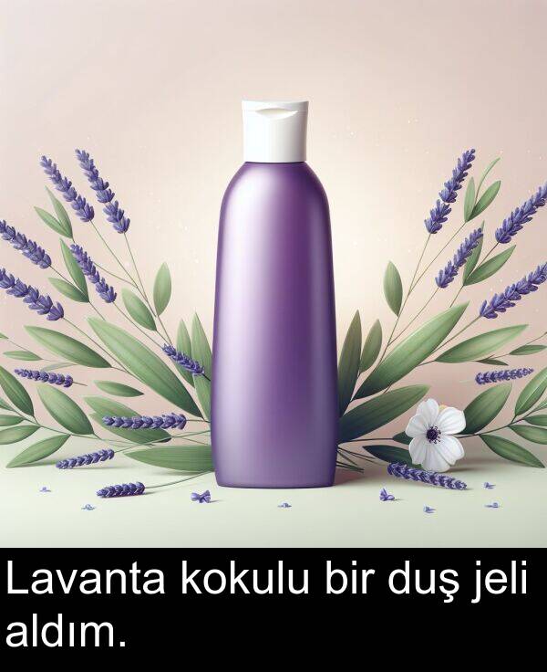 jeli: Lavanta kokulu bir duş jeli aldım.