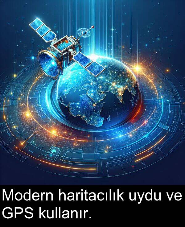 uydu: Modern haritacılık uydu ve GPS kullanır.