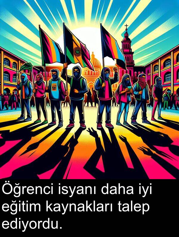 eğitim: Öğrenci isyanı daha iyi eğitim kaynakları talep ediyordu.