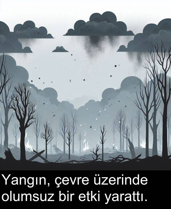 yarattı: Yangın, çevre üzerinde olumsuz bir etki yarattı.