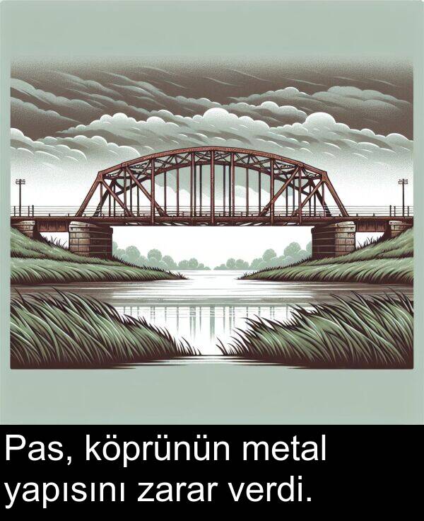 yapısını: Pas, köprünün metal yapısını zarar verdi.