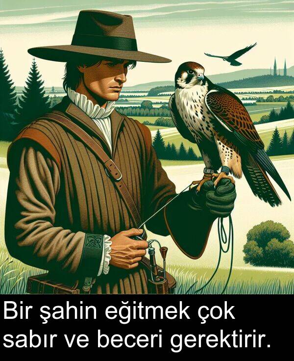 gerektirir: Bir şahin eğitmek çok sabır ve beceri gerektirir.