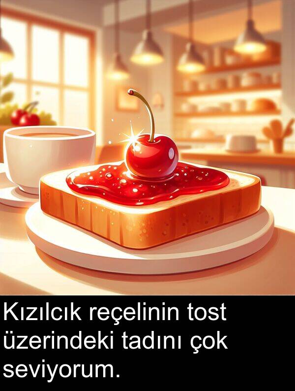 reçelinin: Kızılcık reçelinin tost üzerindeki tadını çok seviyorum.