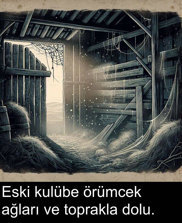 toprakla: Eski kulübe örümcek ağları ve toprakla dolu.