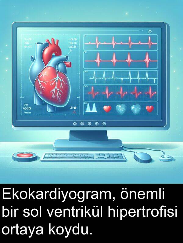 hipertrofisi: Ekokardiyogram, önemli bir sol ventrikül hipertrofisi ortaya koydu.