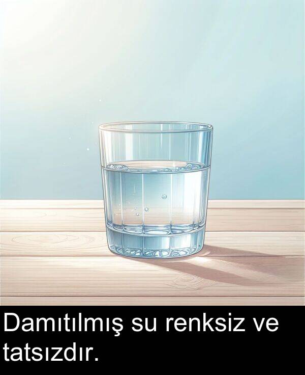 renksiz: Damıtılmış su renksiz ve tatsızdır.