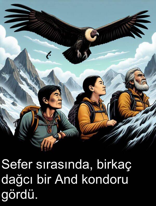 sırasında: Sefer sırasında, birkaç dağcı bir And kondoru gördü.
