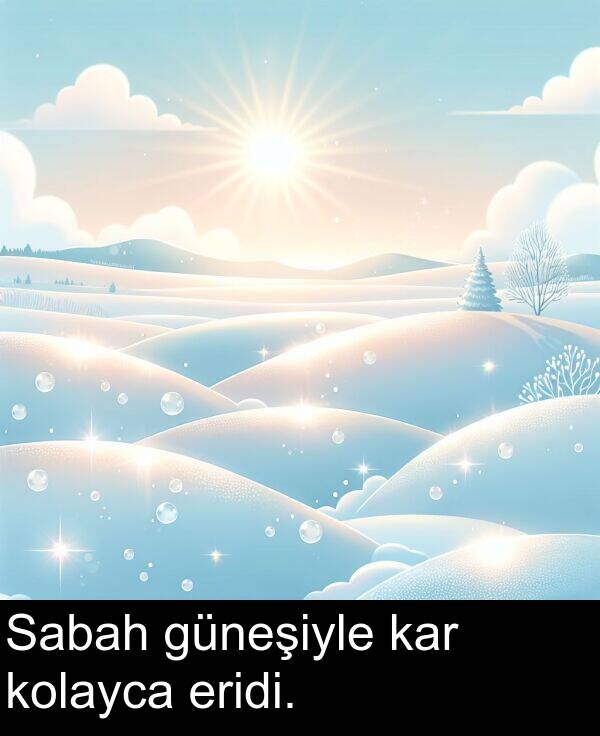 kar: Sabah güneşiyle kar kolayca eridi.