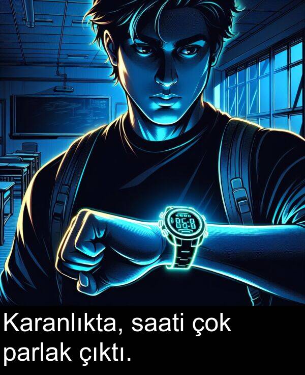 saati: Karanlıkta, saati çok parlak çıktı.