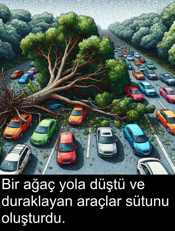 ağaç: Bir ağaç yola düştü ve duraklayan araçlar sütunu oluşturdu.