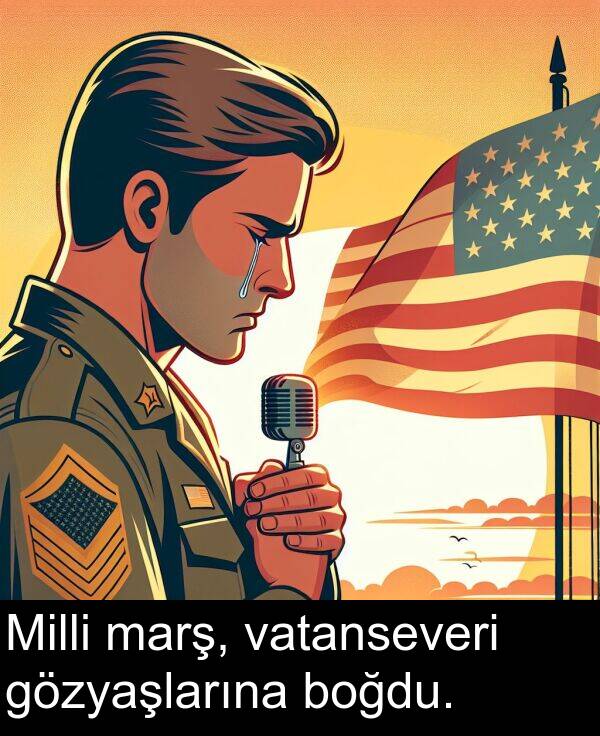 vatanseveri: Milli marş, vatanseveri gözyaşlarına boğdu.