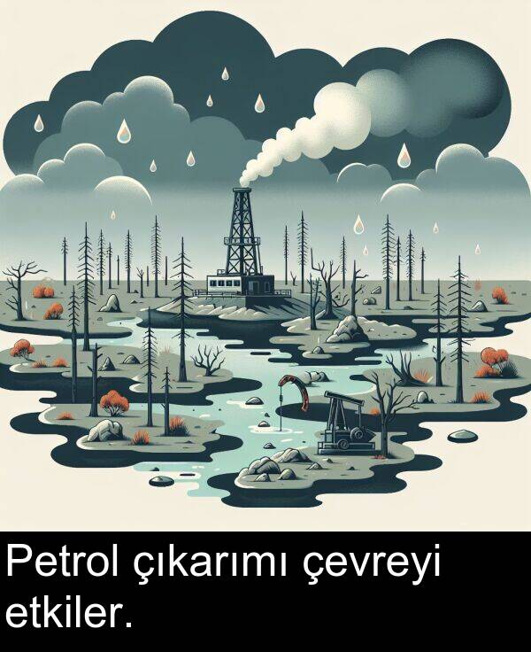 etkiler: Petrol çıkarımı çevreyi etkiler.
