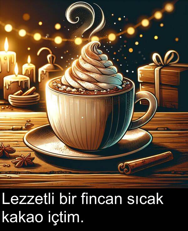 kakao: Lezzetli bir fincan sıcak kakao içtim.