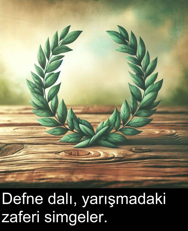 yarışmadaki: Defne dalı, yarışmadaki zaferi simgeler.