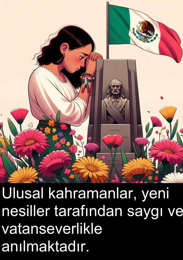 nesiller: Ulusal kahramanlar, yeni nesiller tarafından saygı ve vatanseverlikle anılmaktadır.