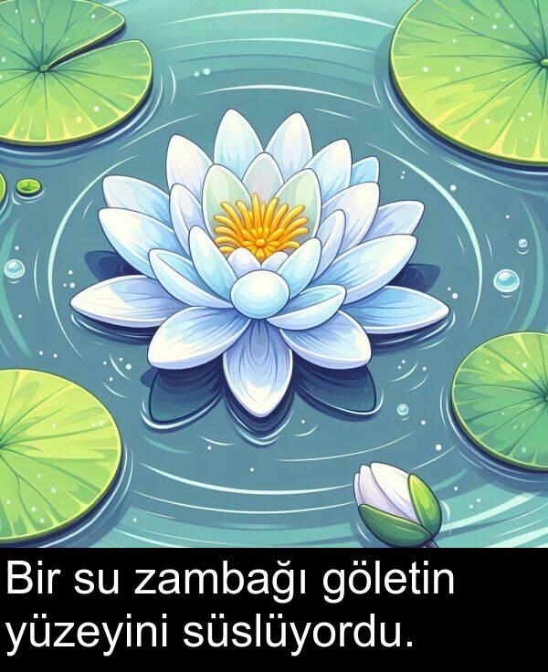 zambağı: Bir su zambağı göletin yüzeyini süslüyordu.