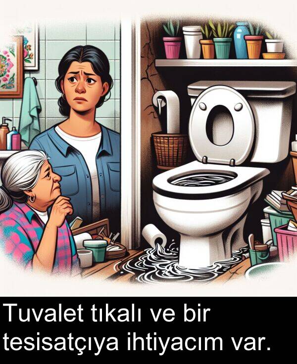 ihtiyacım: Tuvalet tıkalı ve bir tesisatçıya ihtiyacım var.