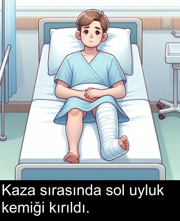 uyluk: Kaza sırasında sol uyluk kemiği kırıldı.