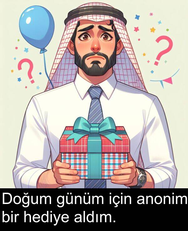 anonim: Doğum günüm için anonim bir hediye aldım.