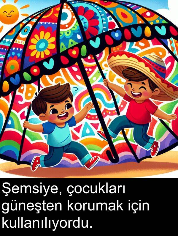 kullanılıyordu: Şemsiye, çocukları güneşten korumak için kullanılıyordu.