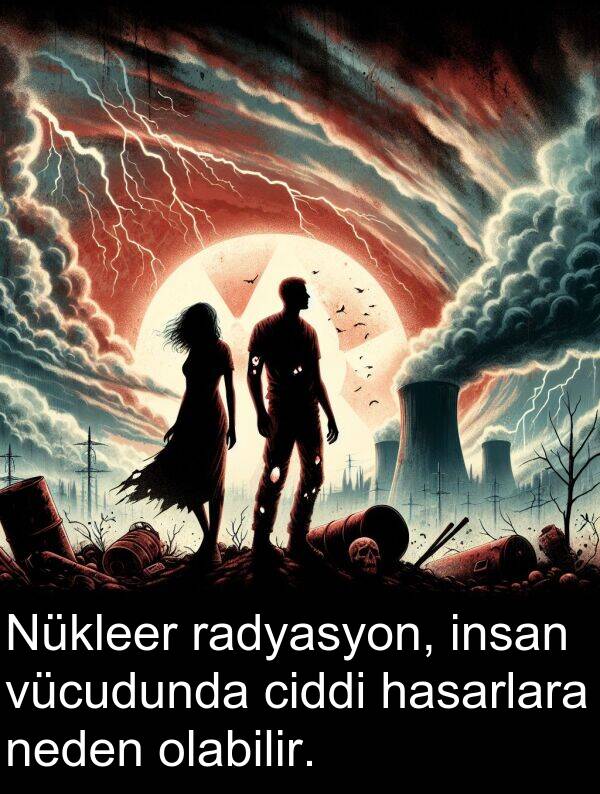 neden: Nükleer radyasyon, insan vücudunda ciddi hasarlara neden olabilir.