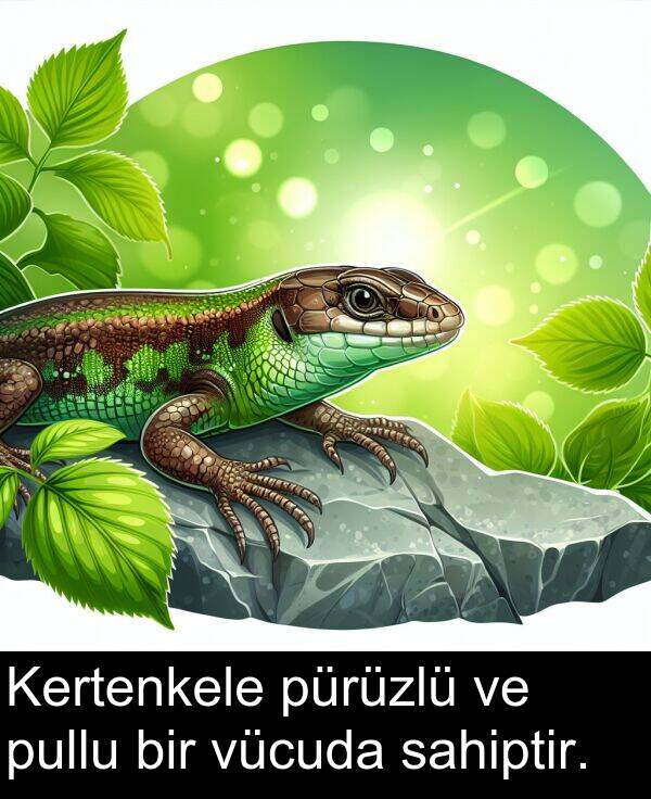 vücuda: Kertenkele pürüzlü ve pullu bir vücuda sahiptir.