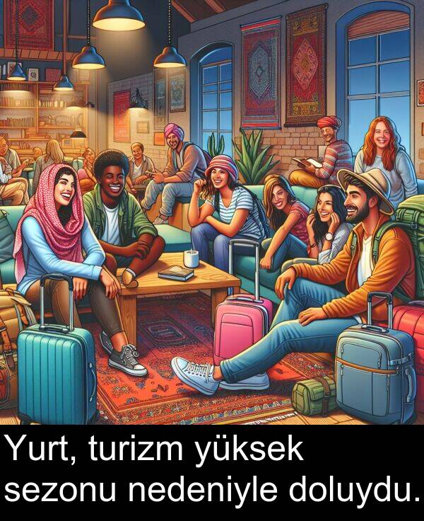 nedeniyle: Yurt, turizm yüksek sezonu nedeniyle doluydu.