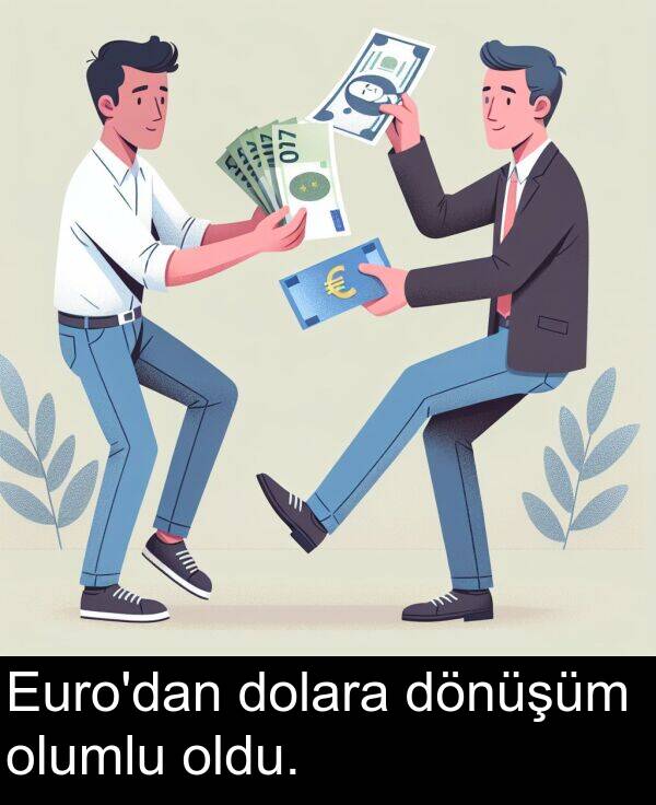 dolara: Euro'dan dolara dönüşüm olumlu oldu.