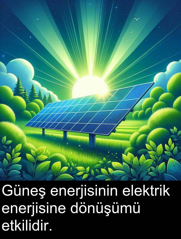 elektrik: Güneş enerjisinin elektrik enerjisine dönüşümü etkilidir.