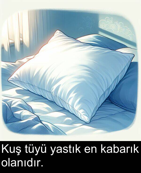 kabarık: Kuş tüyü yastık en kabarık olanıdır.