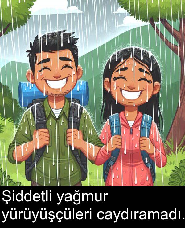 yağmur: Şiddetli yağmur yürüyüşçüleri caydıramadı.