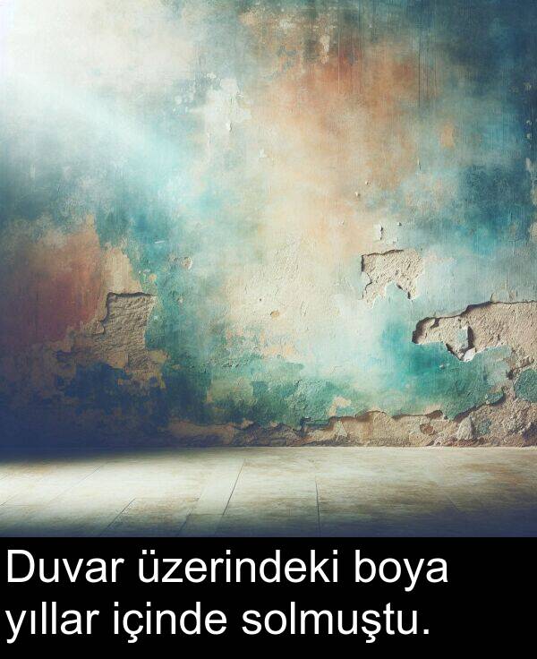 içinde: Duvar üzerindeki boya yıllar içinde solmuştu.