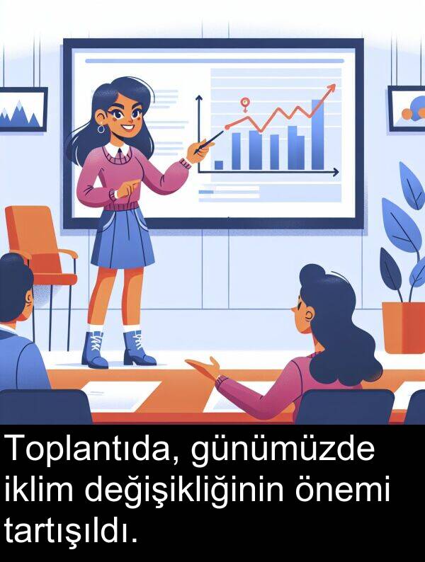 iklim: Toplantıda, günümüzde iklim değişikliğinin önemi tartışıldı.