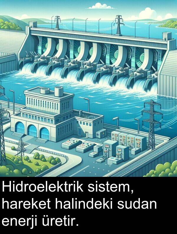 hareket: Hidroelektrik sistem, hareket halindeki sudan enerji üretir.