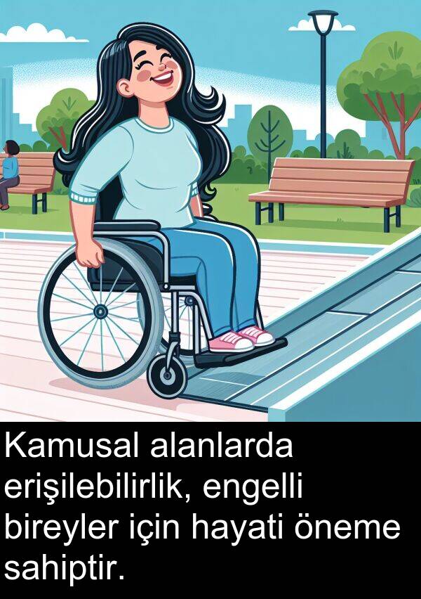 sahiptir: Kamusal alanlarda erişilebilirlik, engelli bireyler için hayati öneme sahiptir.