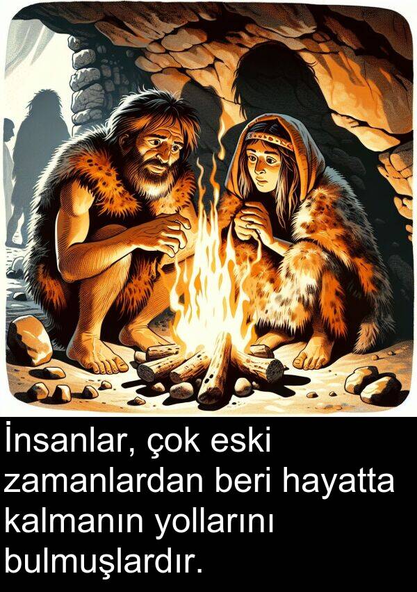 kalmanın: İnsanlar, çok eski zamanlardan beri hayatta kalmanın yollarını bulmuşlardır.